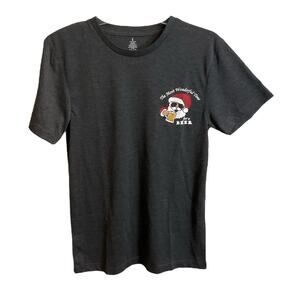 Christmas T- Shirt SZ S Gray It's the Most Wonderful Time for a Beer Santa